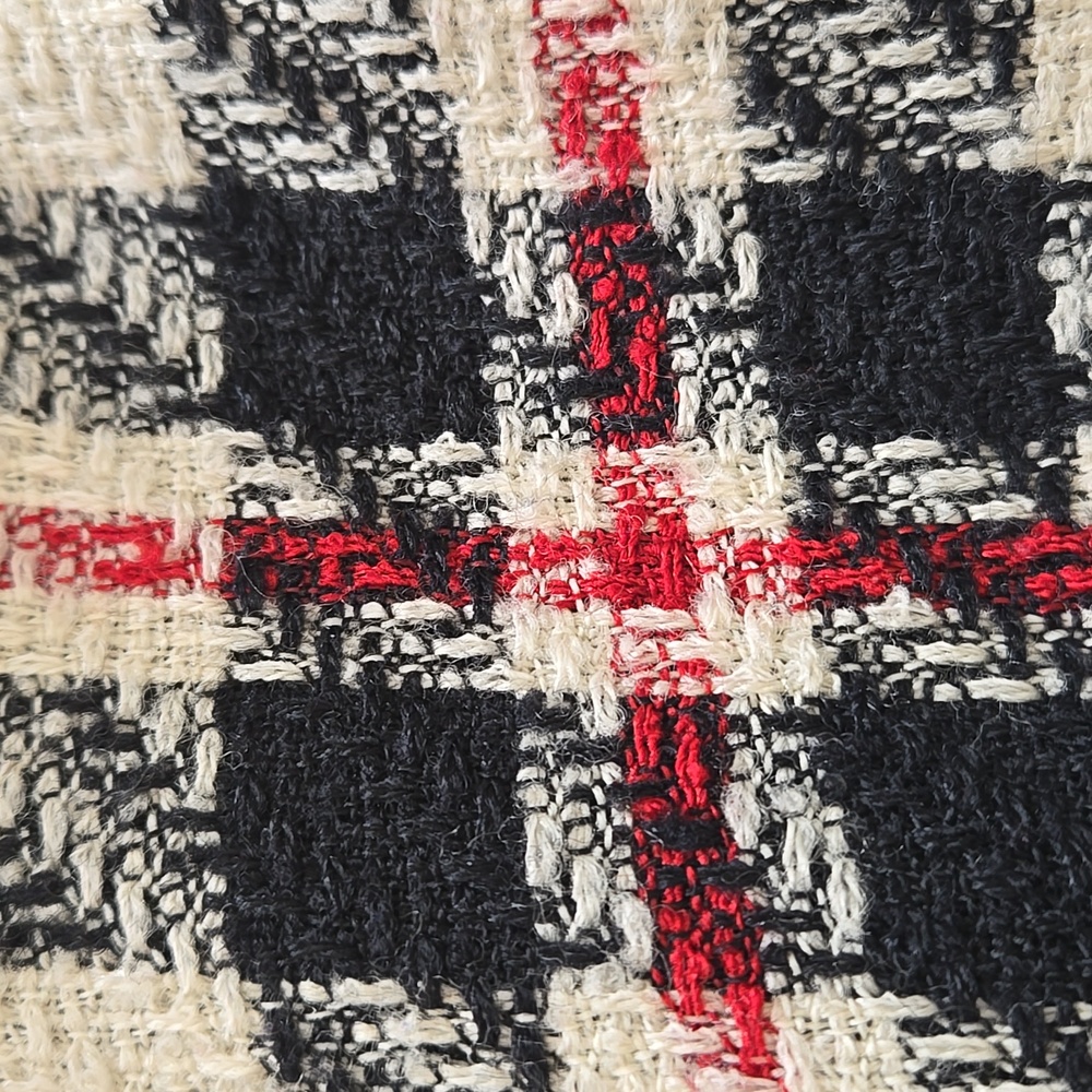 Vintage Ann Taylor Black Red Cream Plaid Wool Skirt 12 Preppy Gameday Academia - Picture 6 of 6